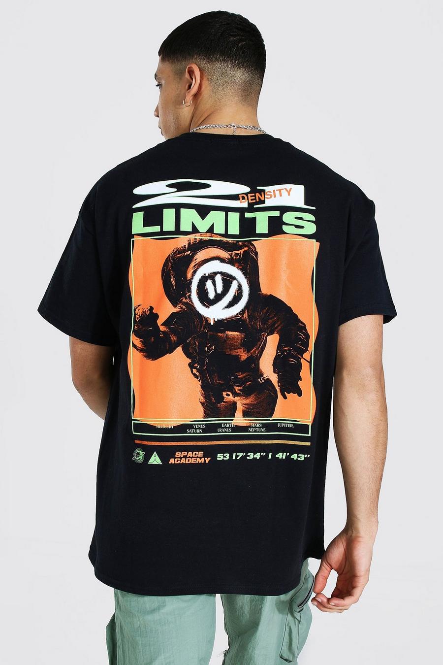 Black Oversized Limits Back Print T-Shirt image number 1