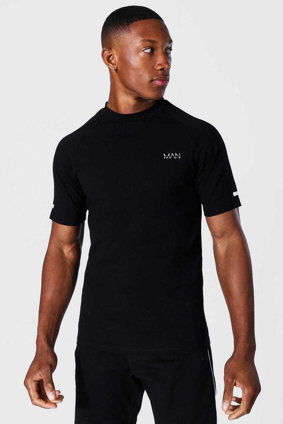 Man Active T-Shirt mit hohem Kragen, Black image number 1