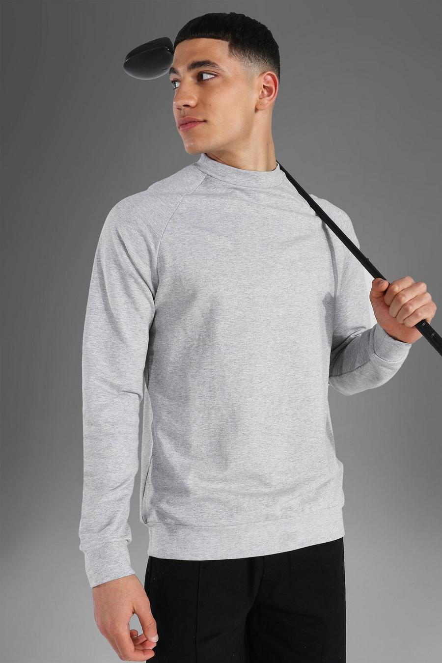 Grey MAN Active Sweatshirt med raglanärm och polokrage image number 1