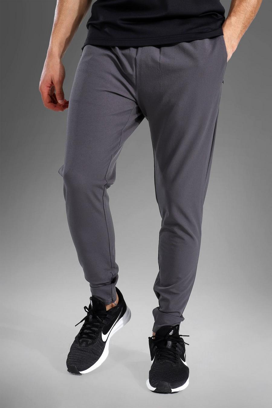 אפור מכנסי ריצה ספורטיביים מניילון עם כיתוב Man image number 1
