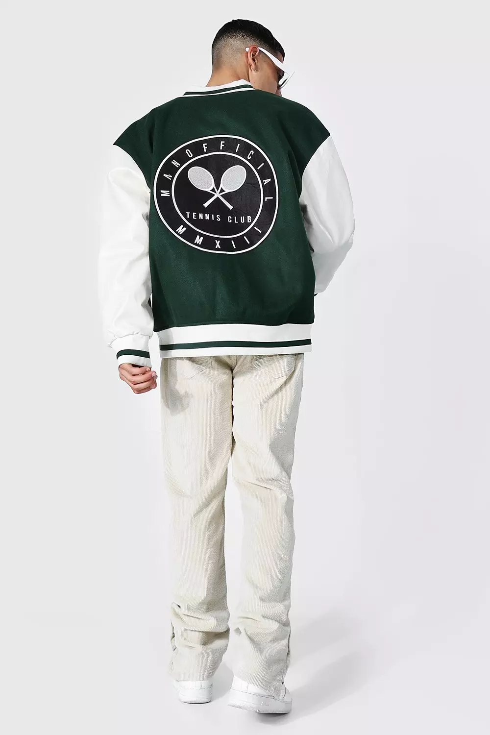 Oversized Tennis Badge Varsity Jacket