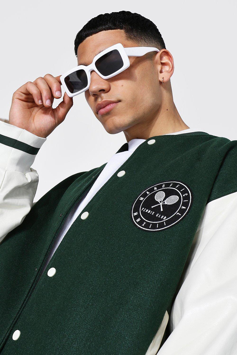 Oversized Tennis Badge Varsity Jacket | boohoo