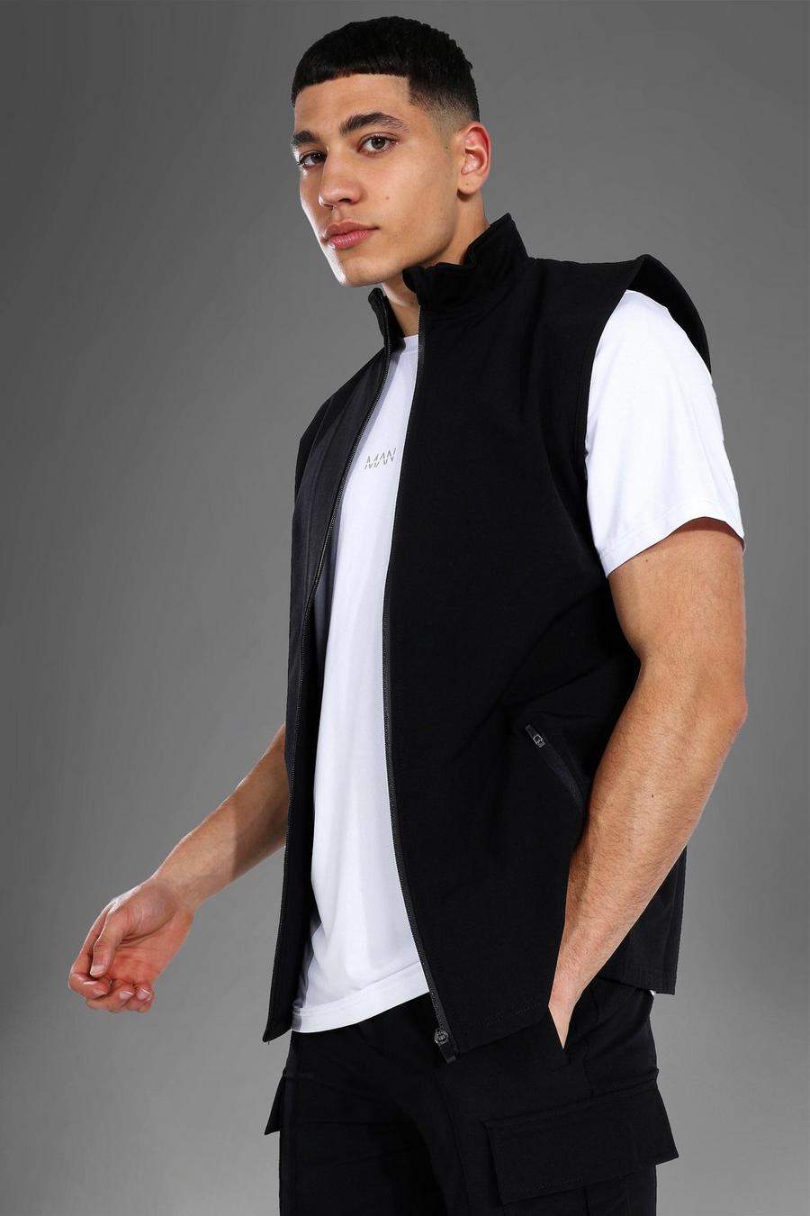 Black Man Active Nylon Fitted Gilet image number 1