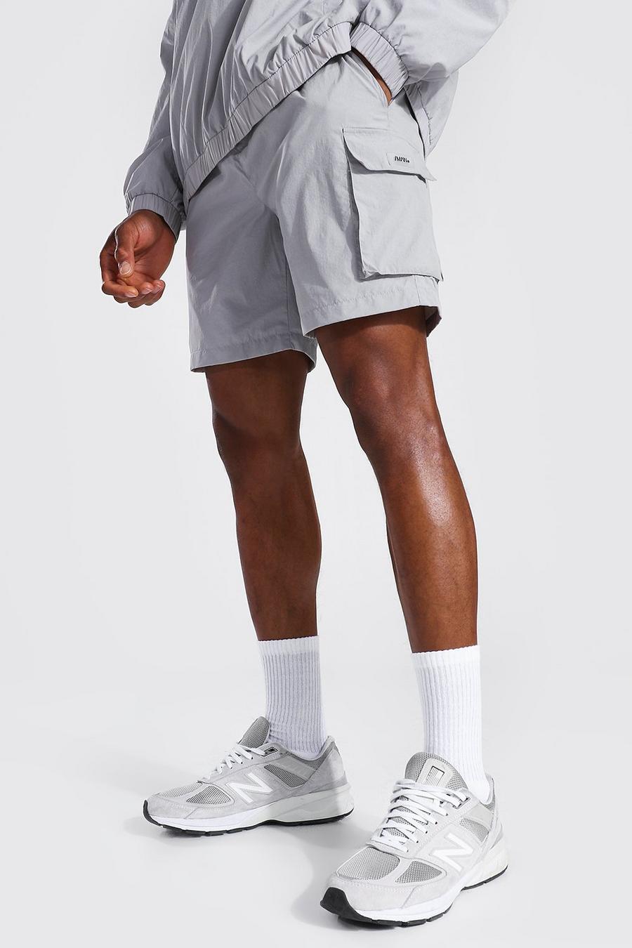 Grey Washed Nylon Man Dash Shorts image number 1