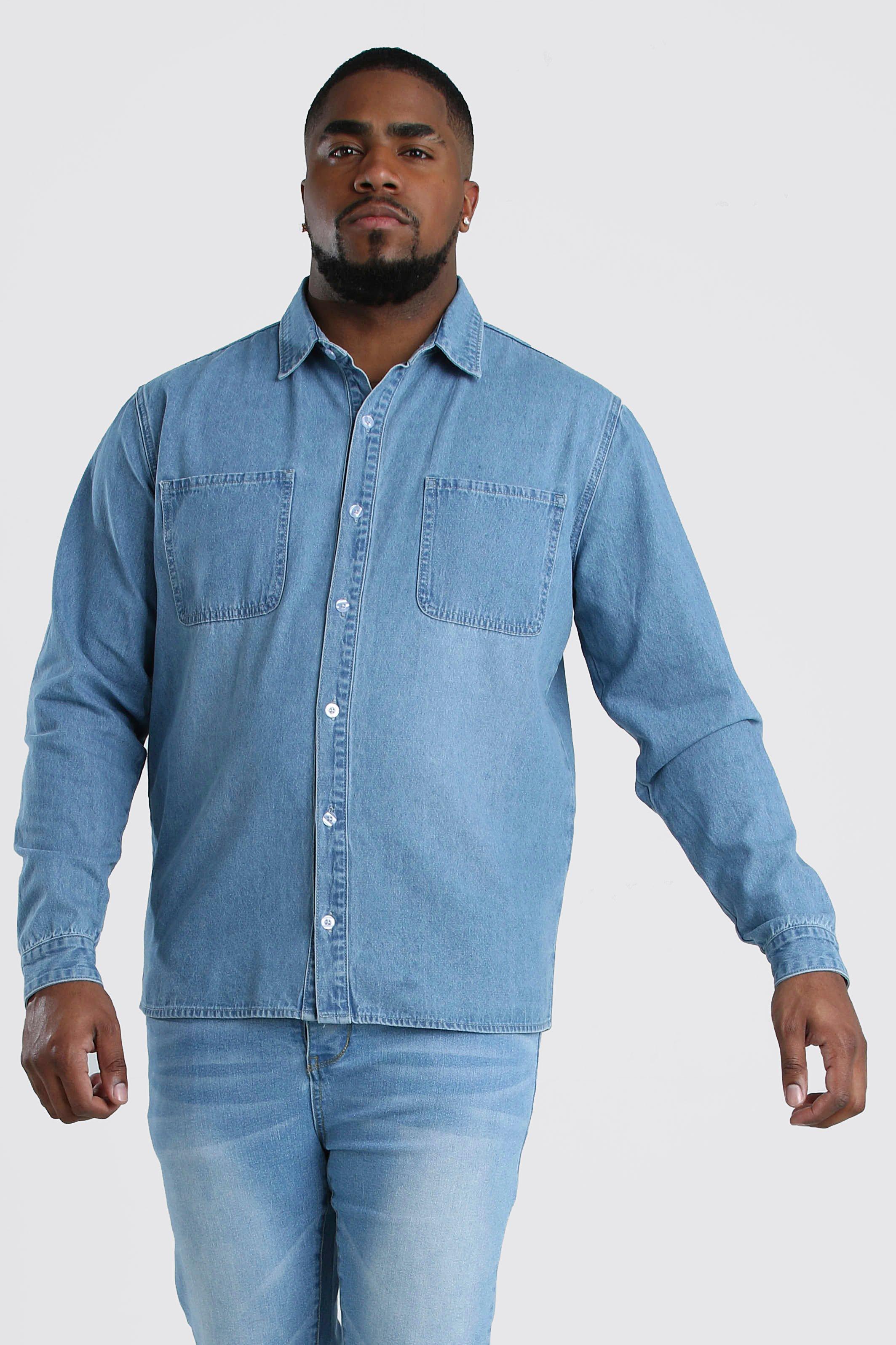 big and tall blue jean shirt