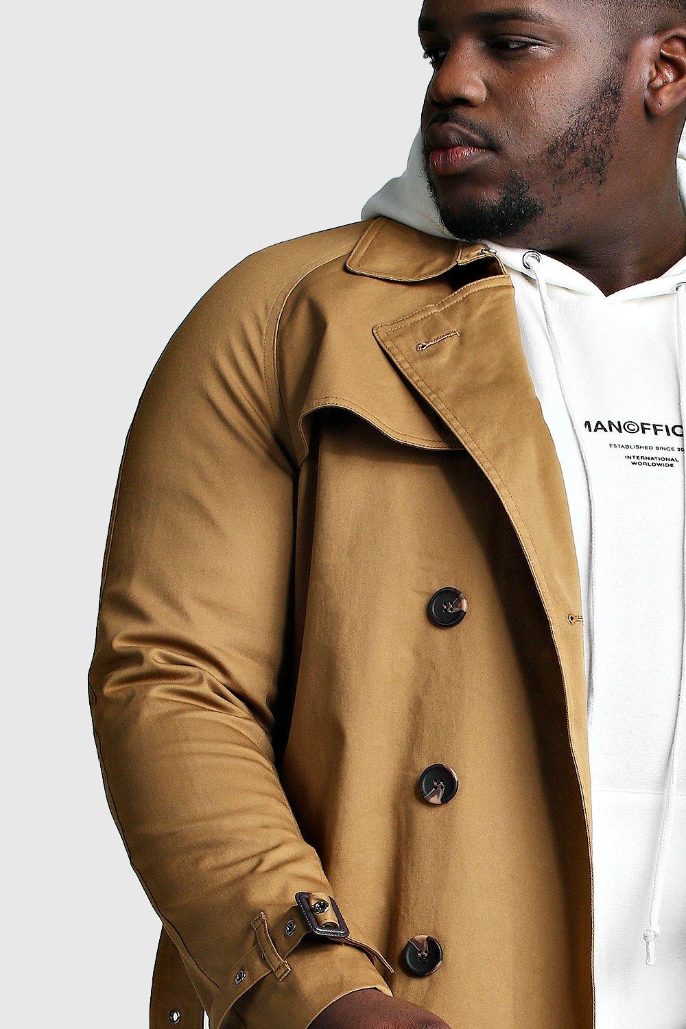 Big and tall double breasted sale trench coat