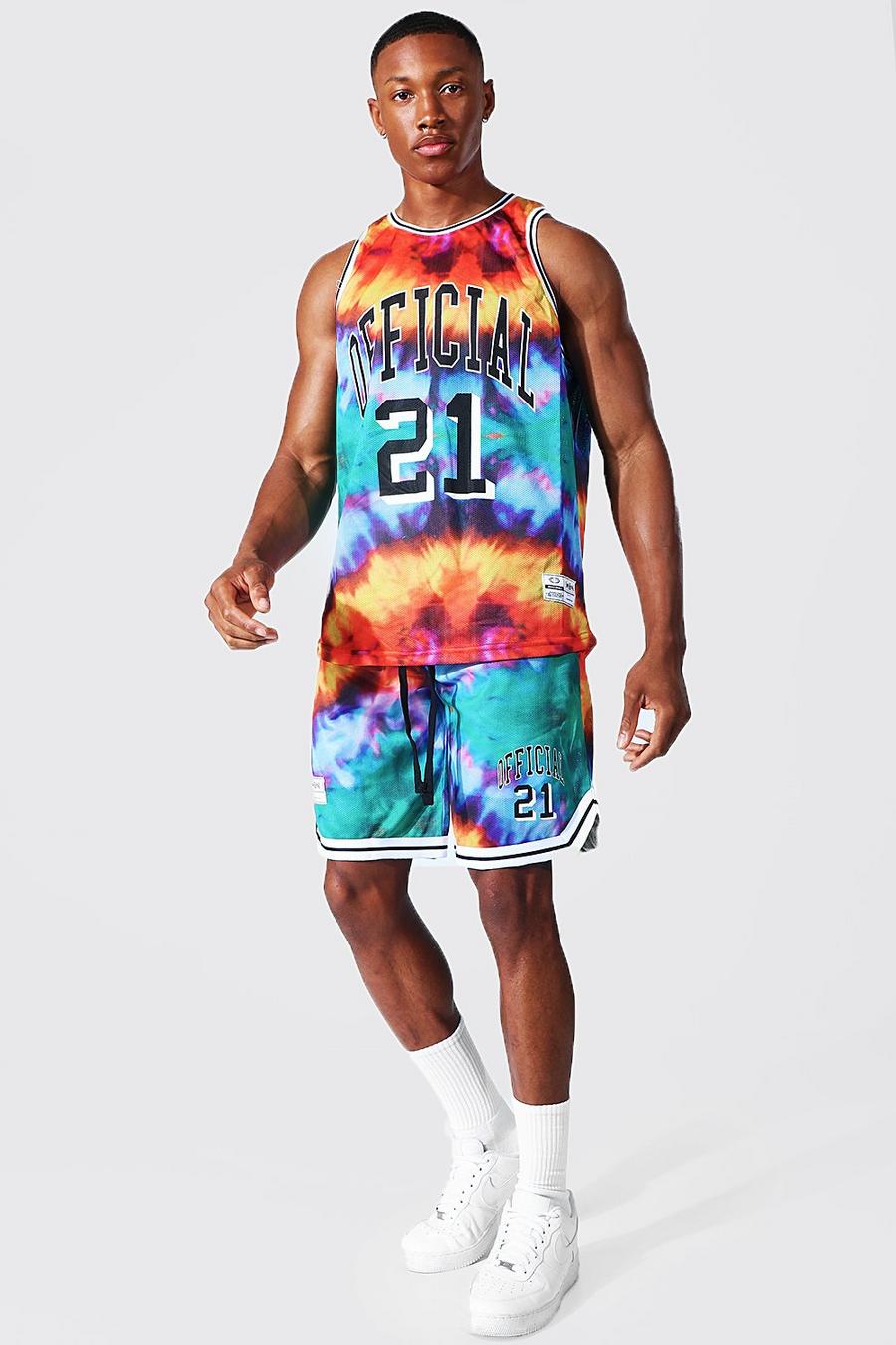 Multi Official Tie Dye Mesh Tank And Basketball Set image number 1