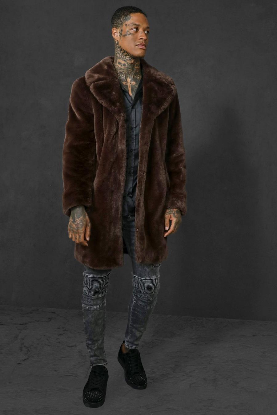 Chocolate Faux Fur Overcoat image number 1