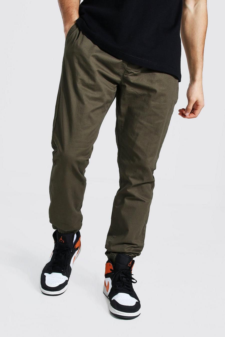 חאקי מכנסי צ'ינו בגזרה רגילה עם חפתים image number 1