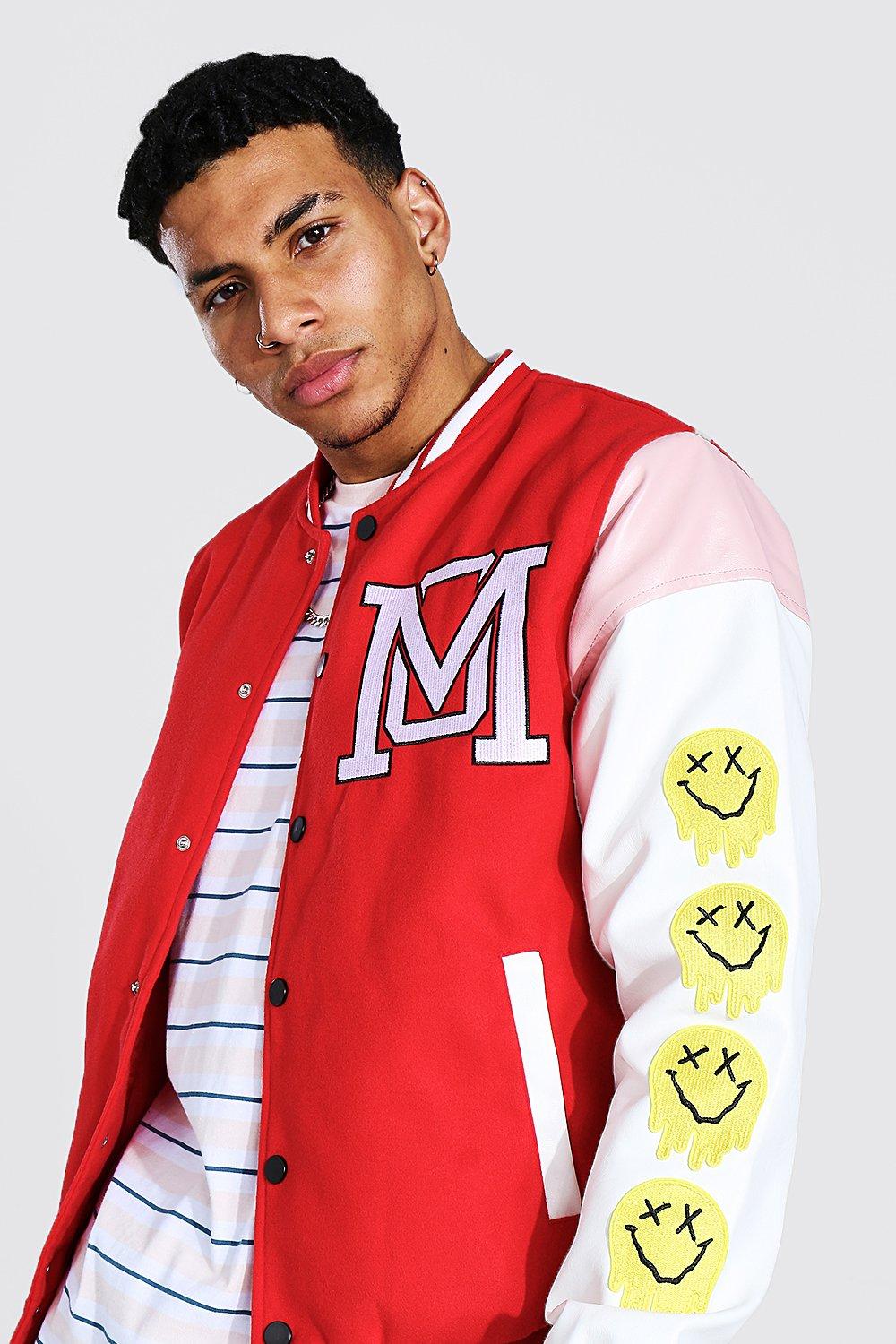 Om Drip Face Sleeve Varsity Jacket