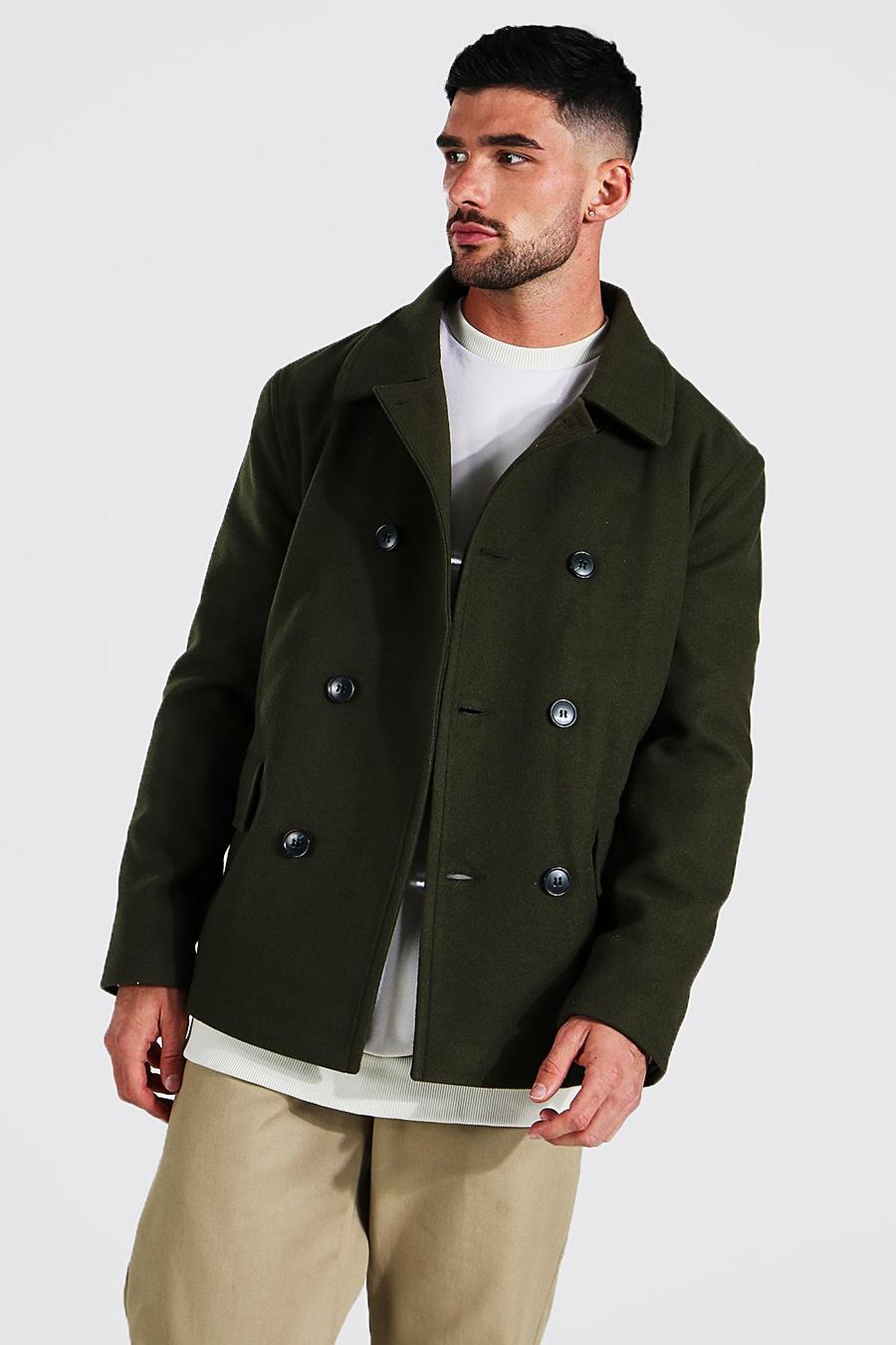 Wool Look Pea Coat | boohoo
