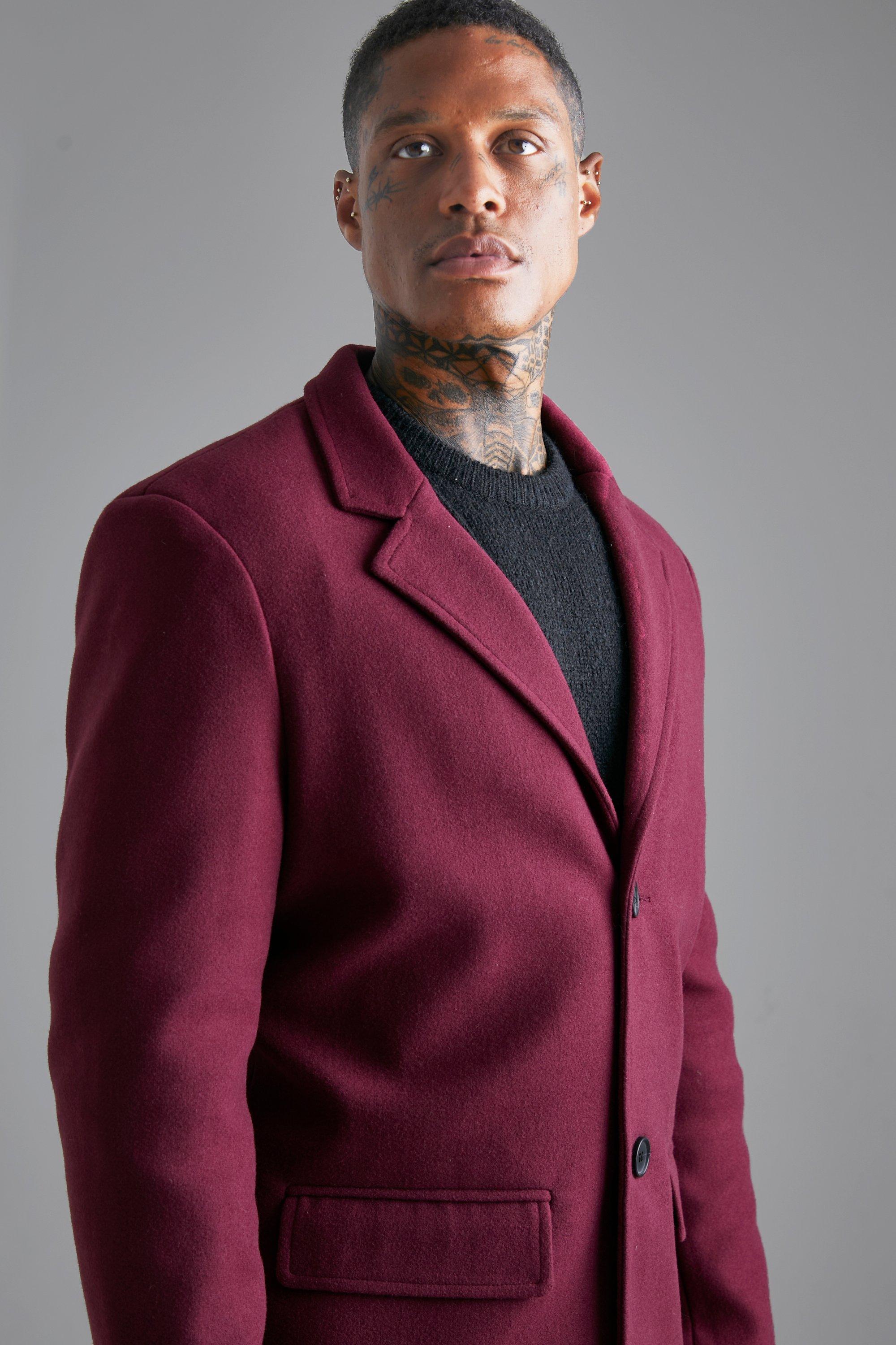 Maroon peacoat mens online