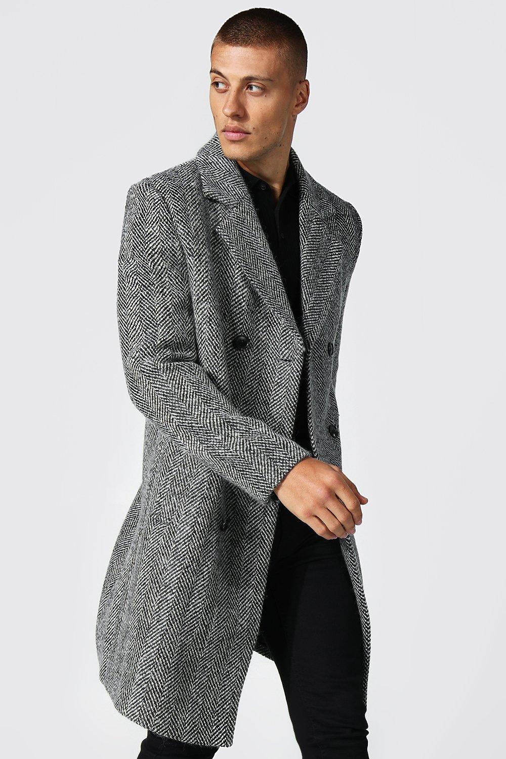 Herringbone wool overcoat on sale