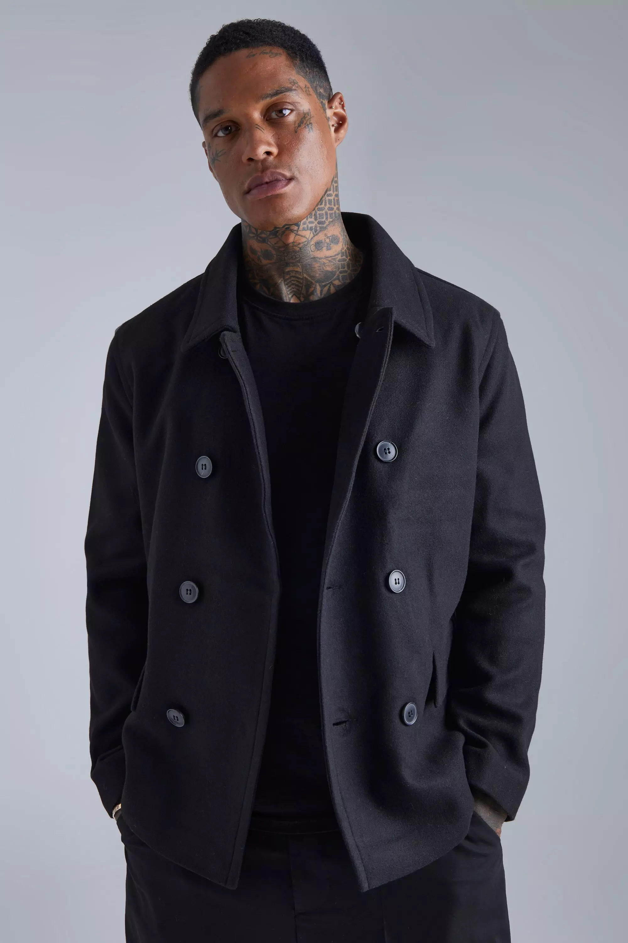 Black pea shop coat mens