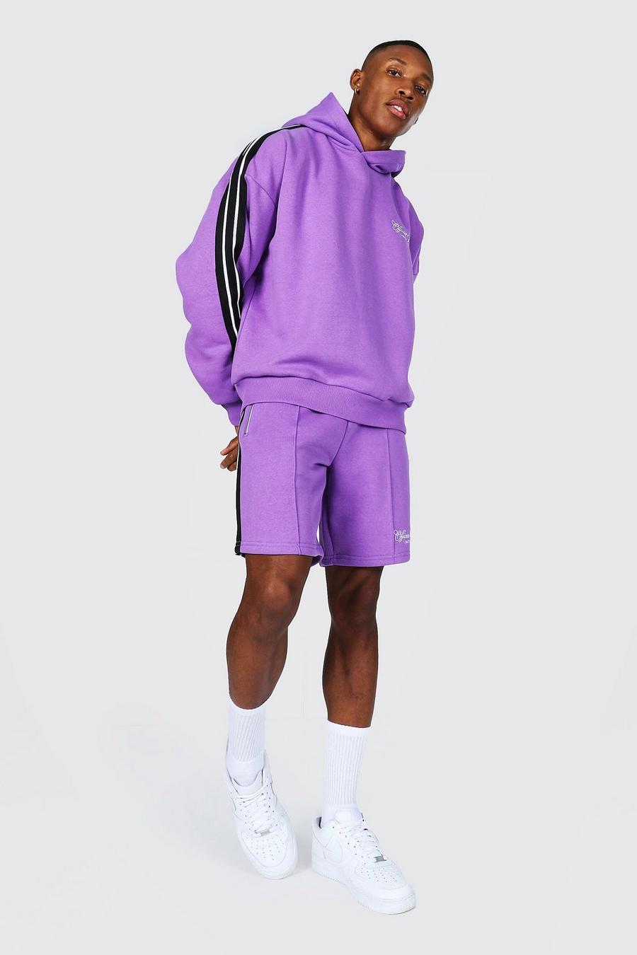 Pink Official MAN Oversize Träningsoverall med hoodie och kantband image number 1