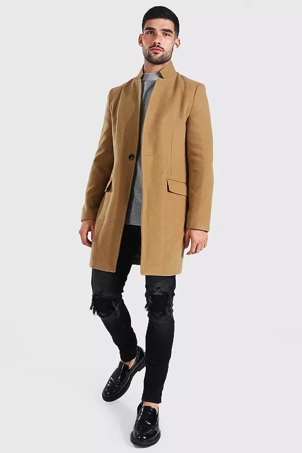 Mens overcoat store stand up collar