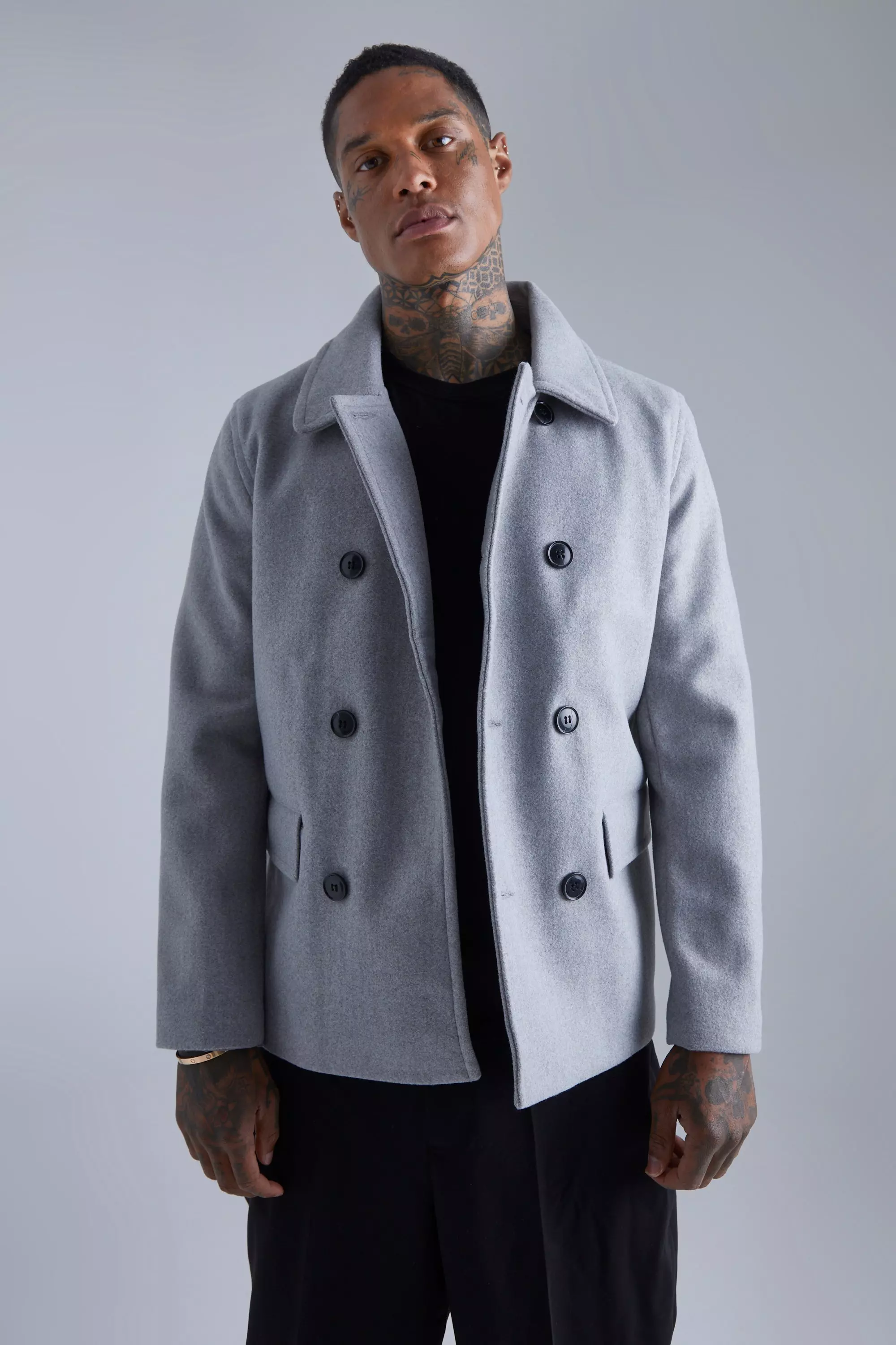 Mens grey 2024 pea coats