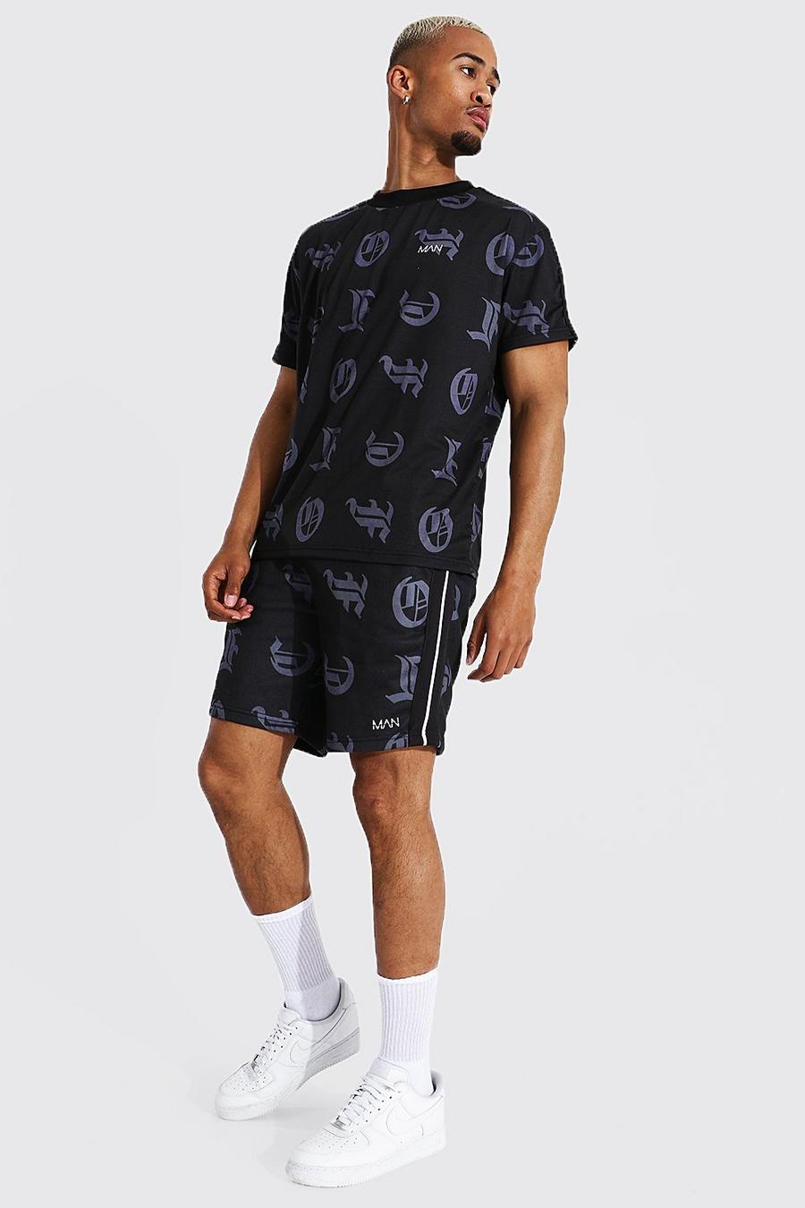 Black Ofcl Oversize t-shirt och shorts med kantband image number 1