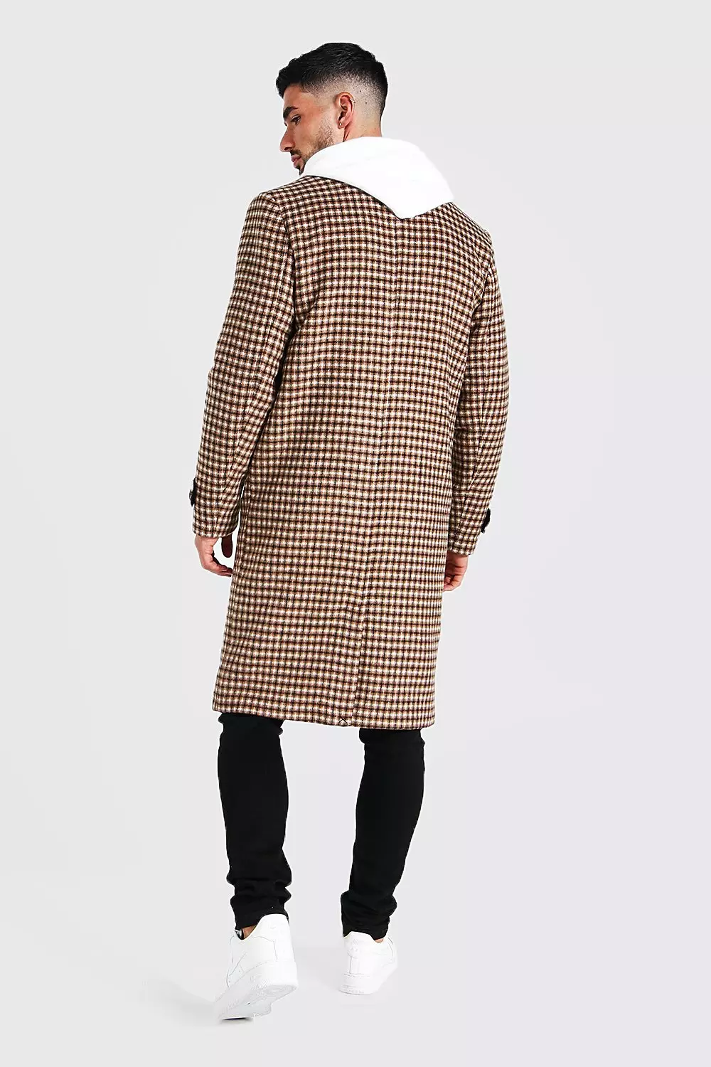 Camel Grid Check Double Breasted Overcoat alternative image