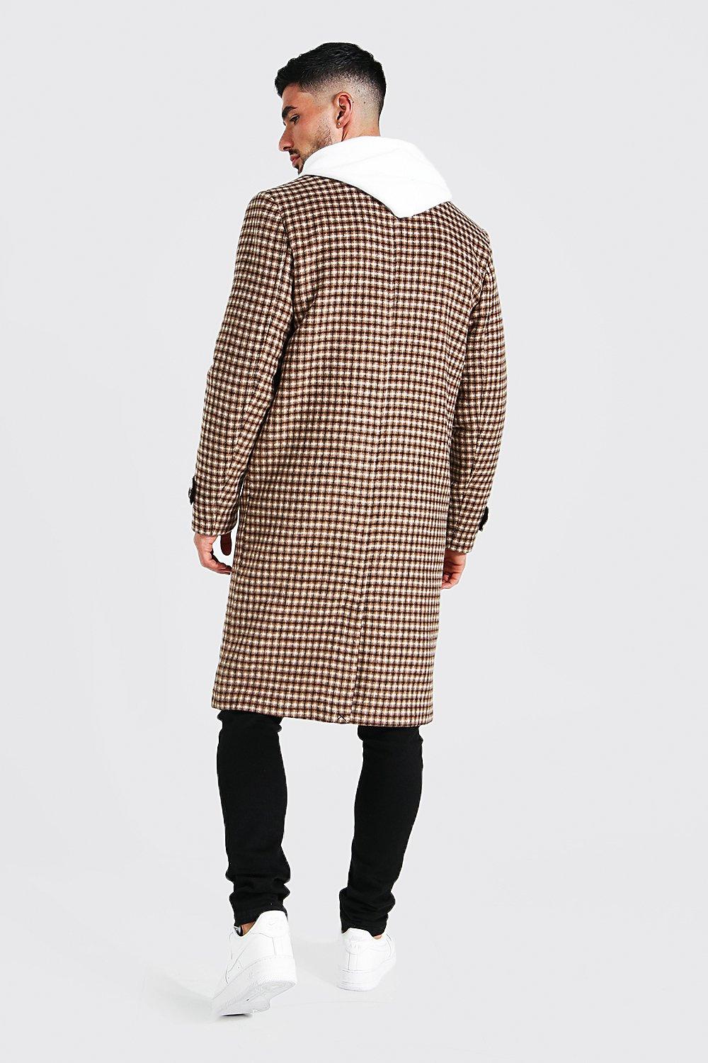 Boohoo MENS LARGE GRID CHECK hot MID SINGLE BREASTED OVERCOAT MEDIUM NWT