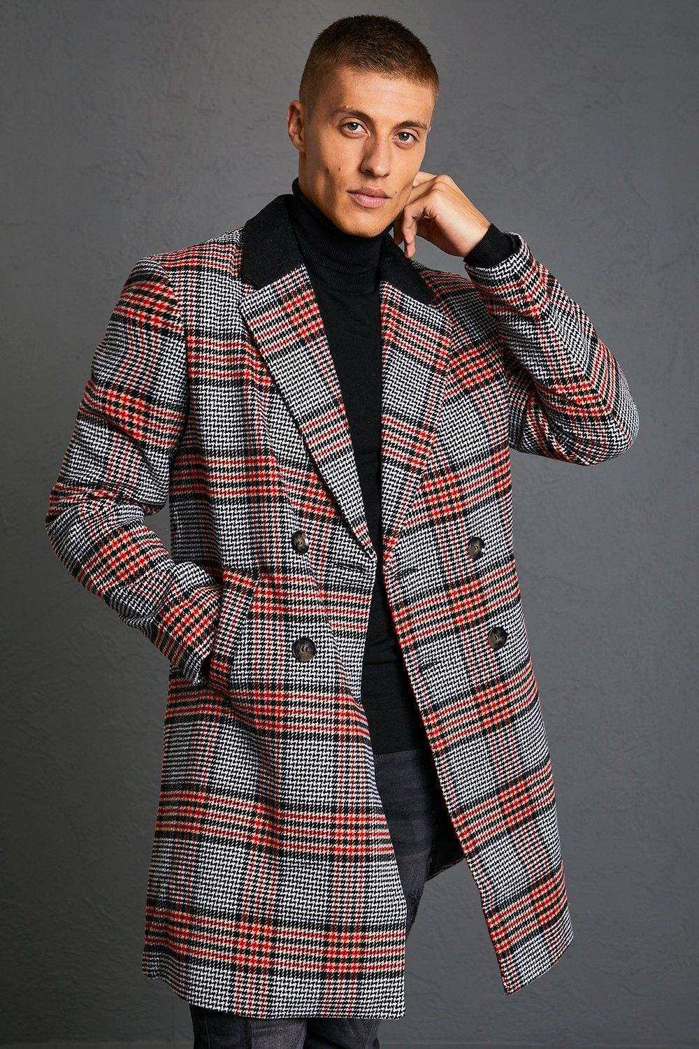 Checkered on sale overcoat mens