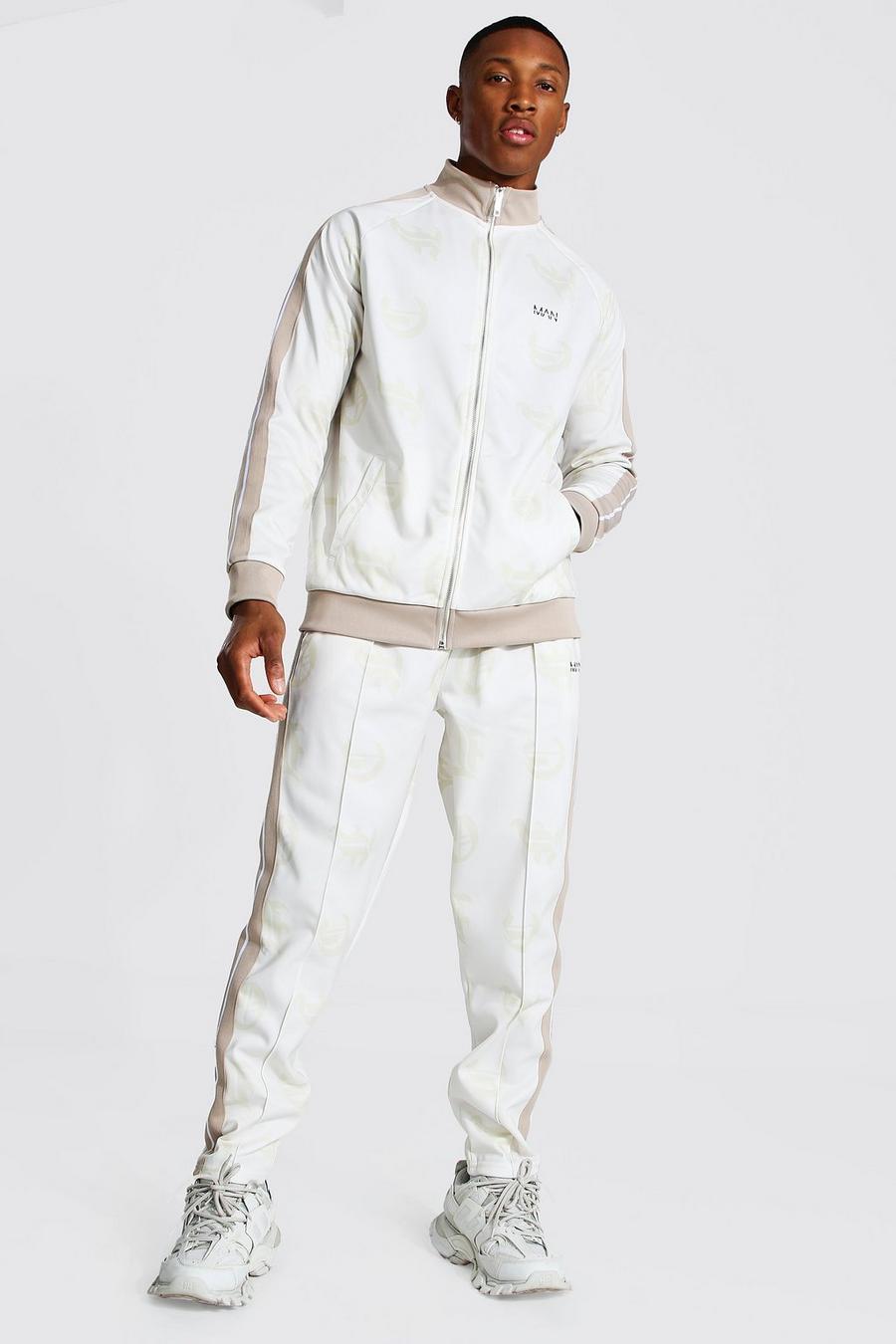 Ecru Repeat Ofcl Funnel Neck Tape Tricot Tracksuit image number 1