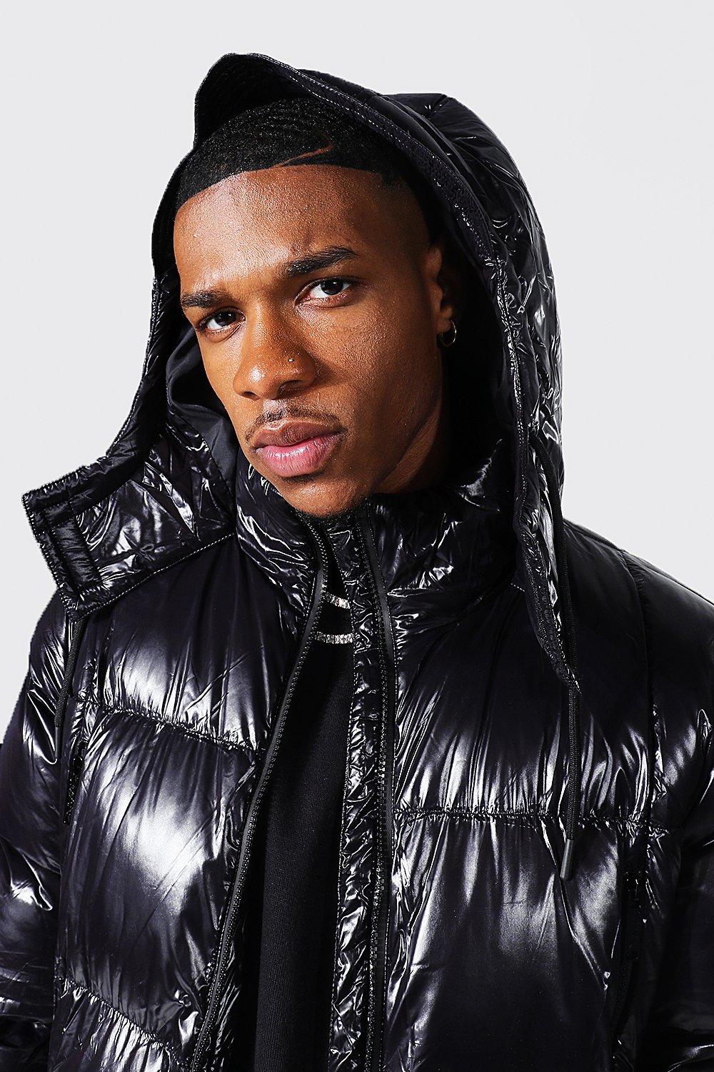 Mens high store shine puffer jacket