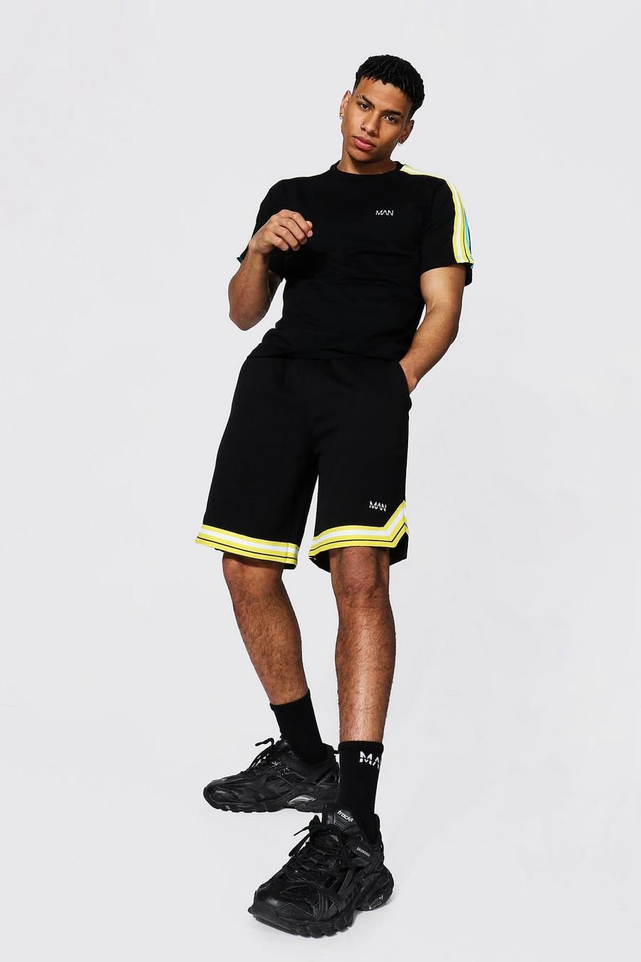 Pantalones cortos de baloncesto y camiseta con cinta Original MAN, Negro image number 1