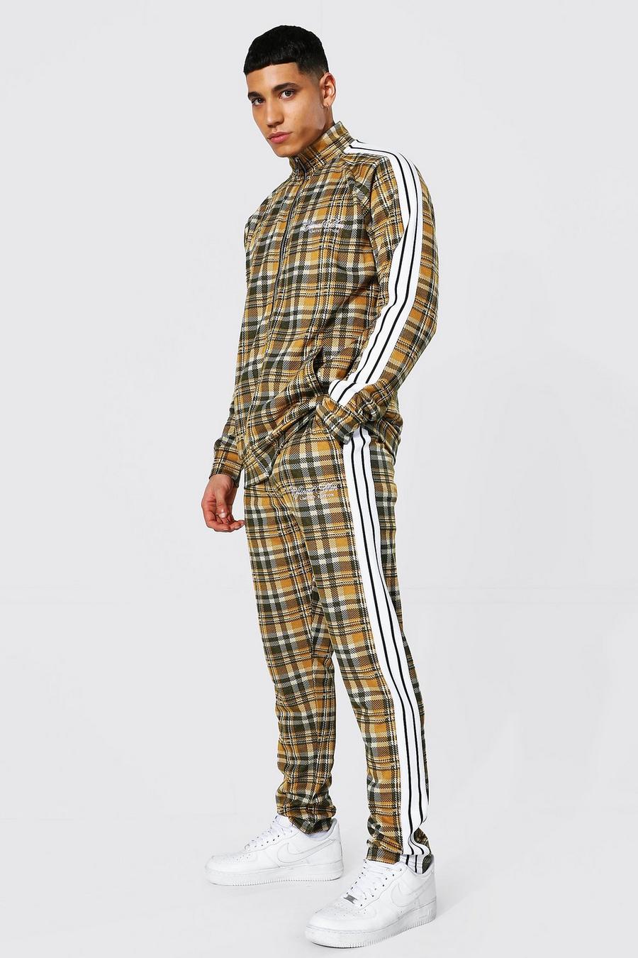 Yellow Man Jacquard Funnel Neck Tape Tracksuit image number 1