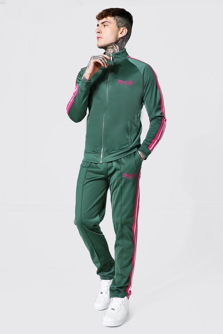 Green Man Funnel Neck Tricot Tape Tracksuit image number 1