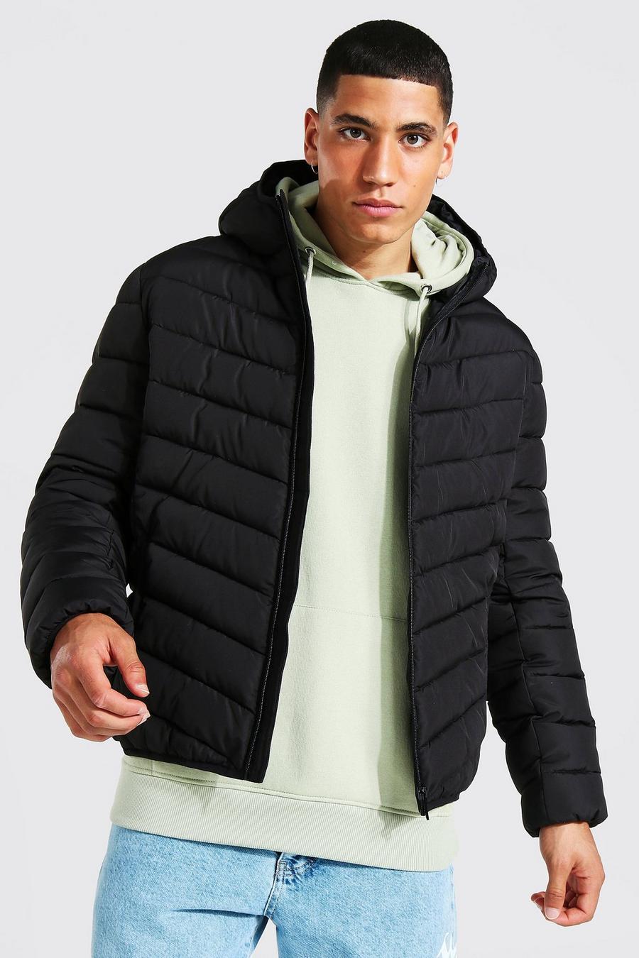 Black Recycled Quilted Zip Through Jacket