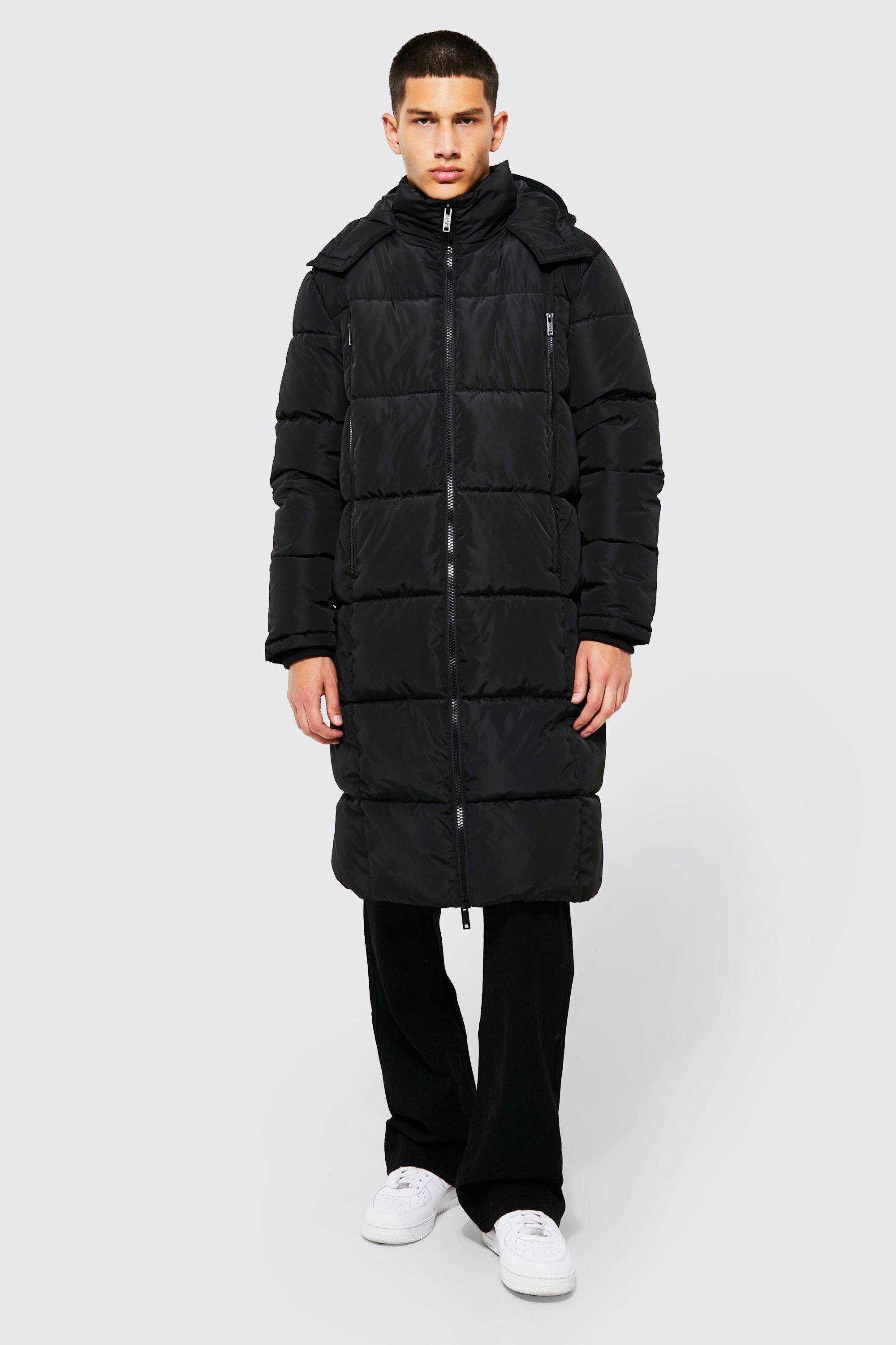 Extra long black padded hot sale coat