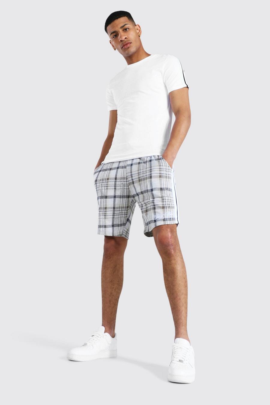 Oversize Man T-Shirt & Jacquard Shorts Set, Stone image number 1