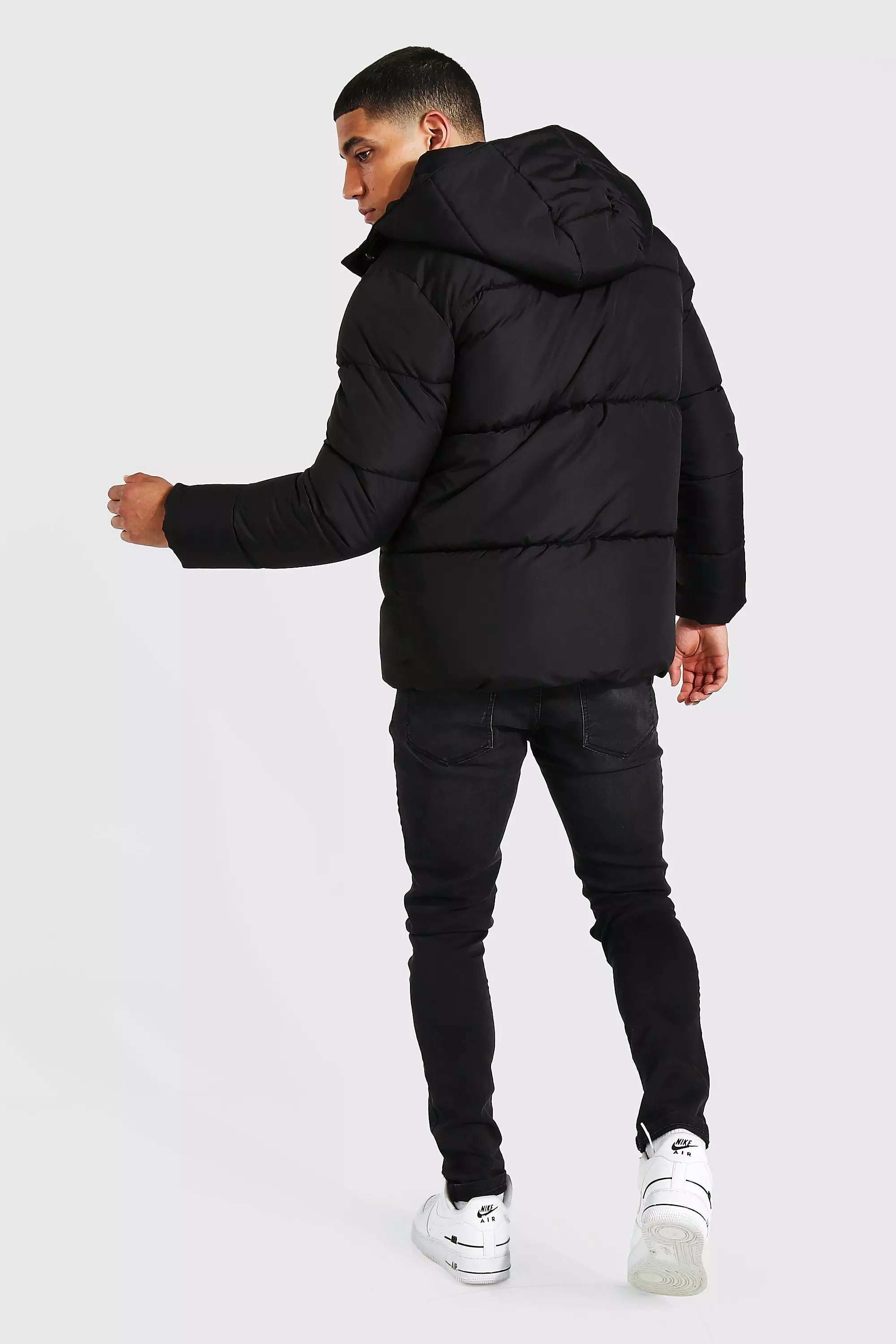 Black Matt Panel Puffer Jacket alternative image