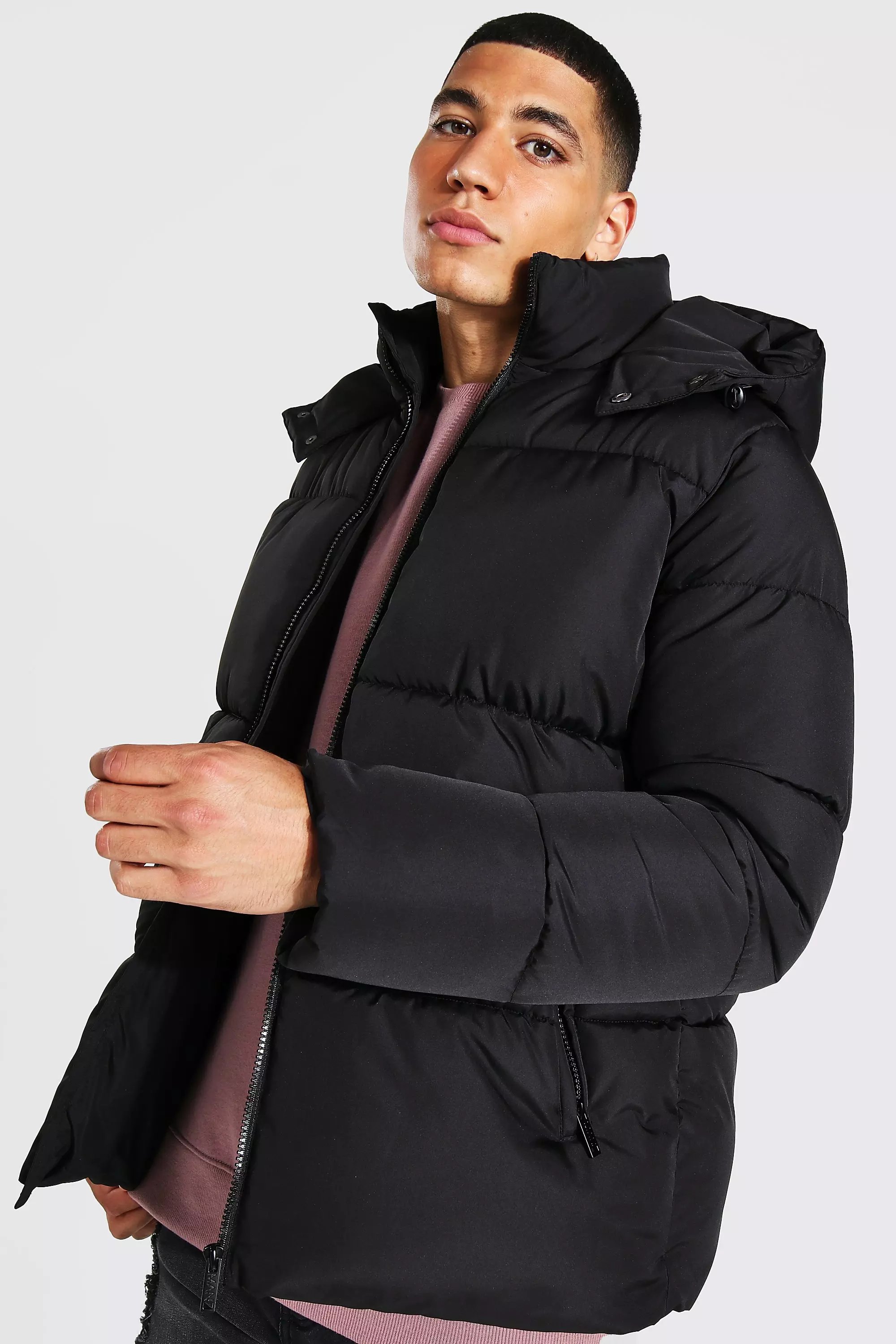 Black Matt Panel Puffer Jacket alternative image