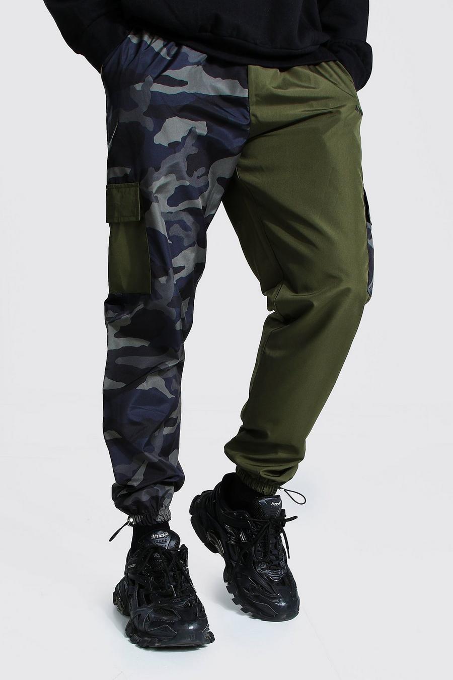 Pantalones con bolsillos con conchas de camuflaje en contraste MAN, Caqui image number 1