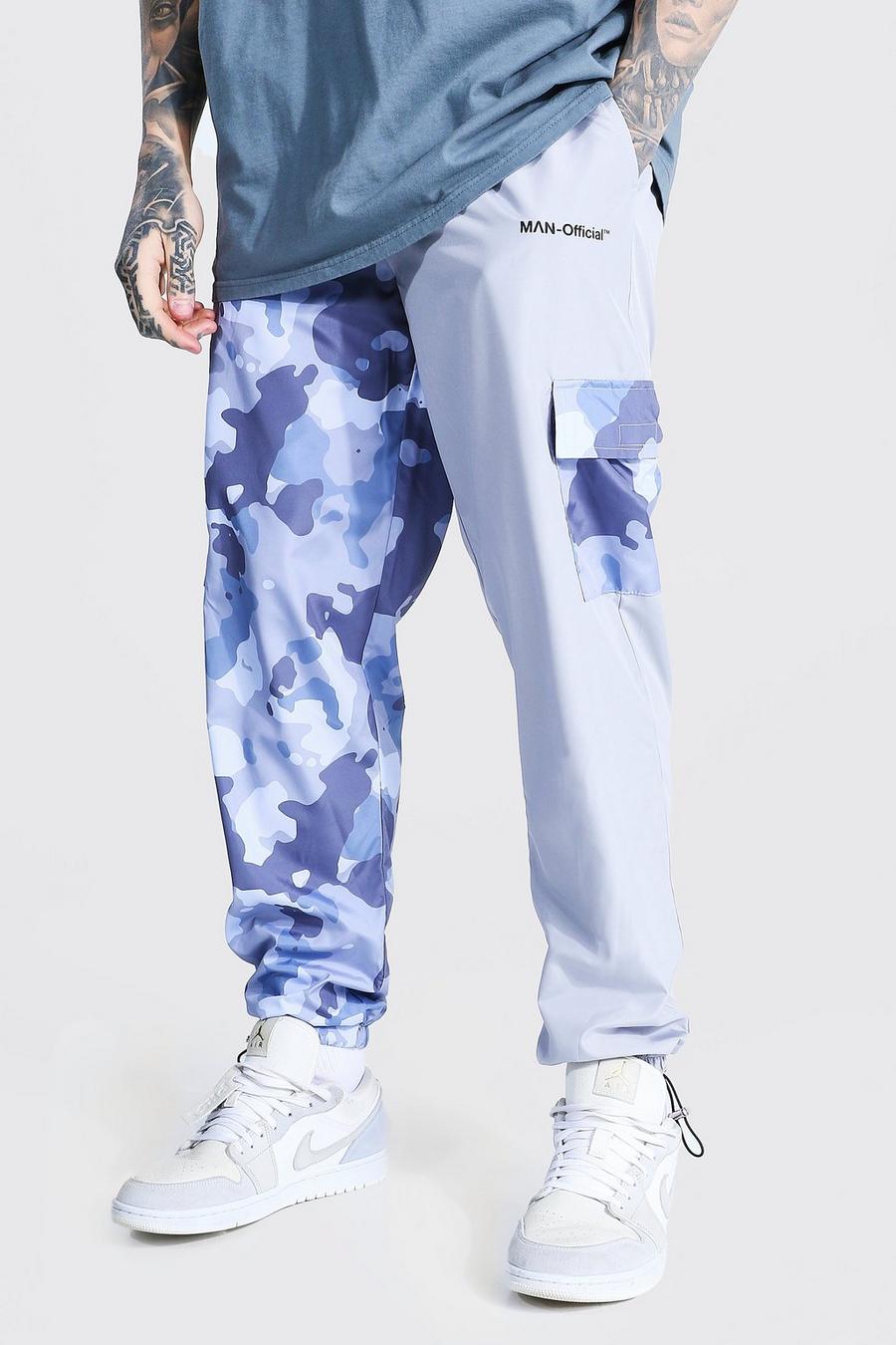 Pantaloni cargo con rivestimento effetto camouflage e scritta MAN, Grigio chiaro image number 1