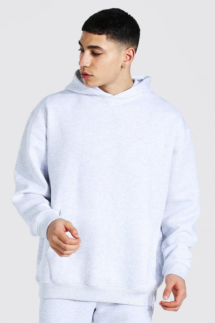 Ash grey Oversized Man Official Embroidered Hoodie image number 1