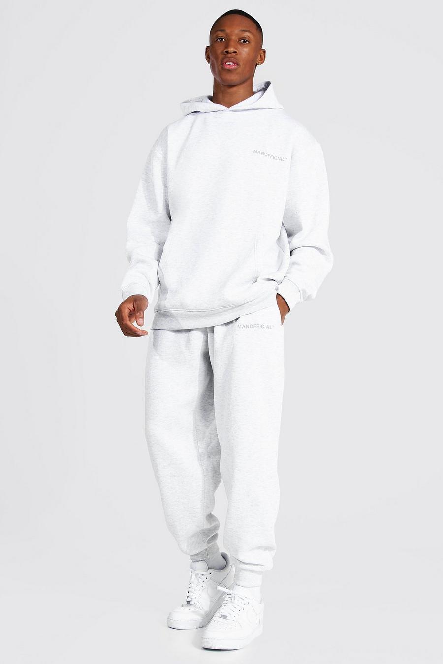 Ash grey Oversized Man Official Hooded Tracksuit image number 1