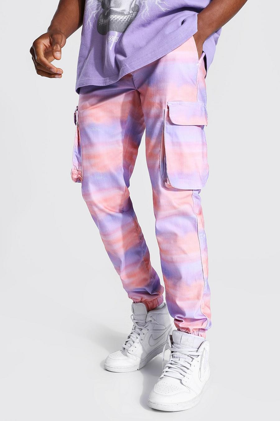 Pink Shell Printed Zip Pocket Cargo Trouser image number 1