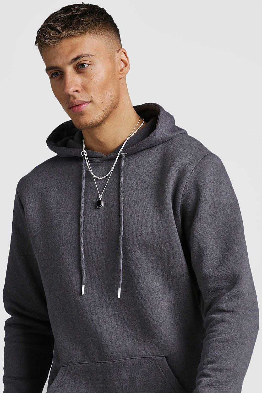 Longline black hot sale hoodie mens