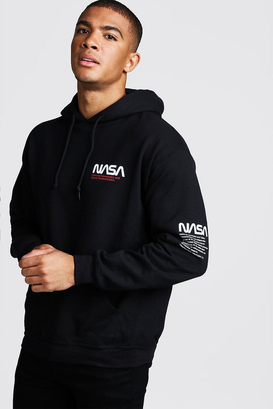 Black svart Hoodie med NASA-motiv
