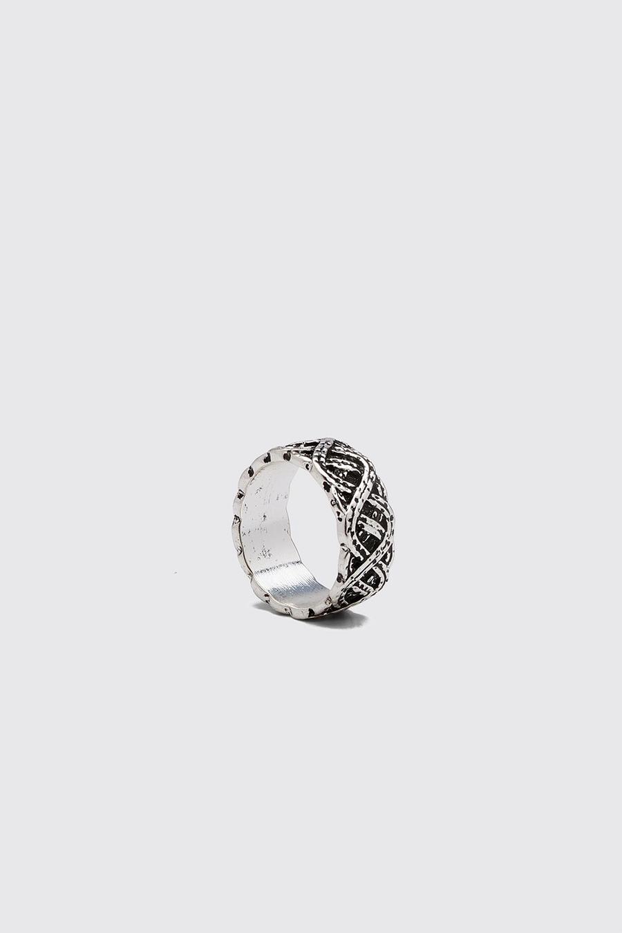 Silver Patterned Band Ring image number 1