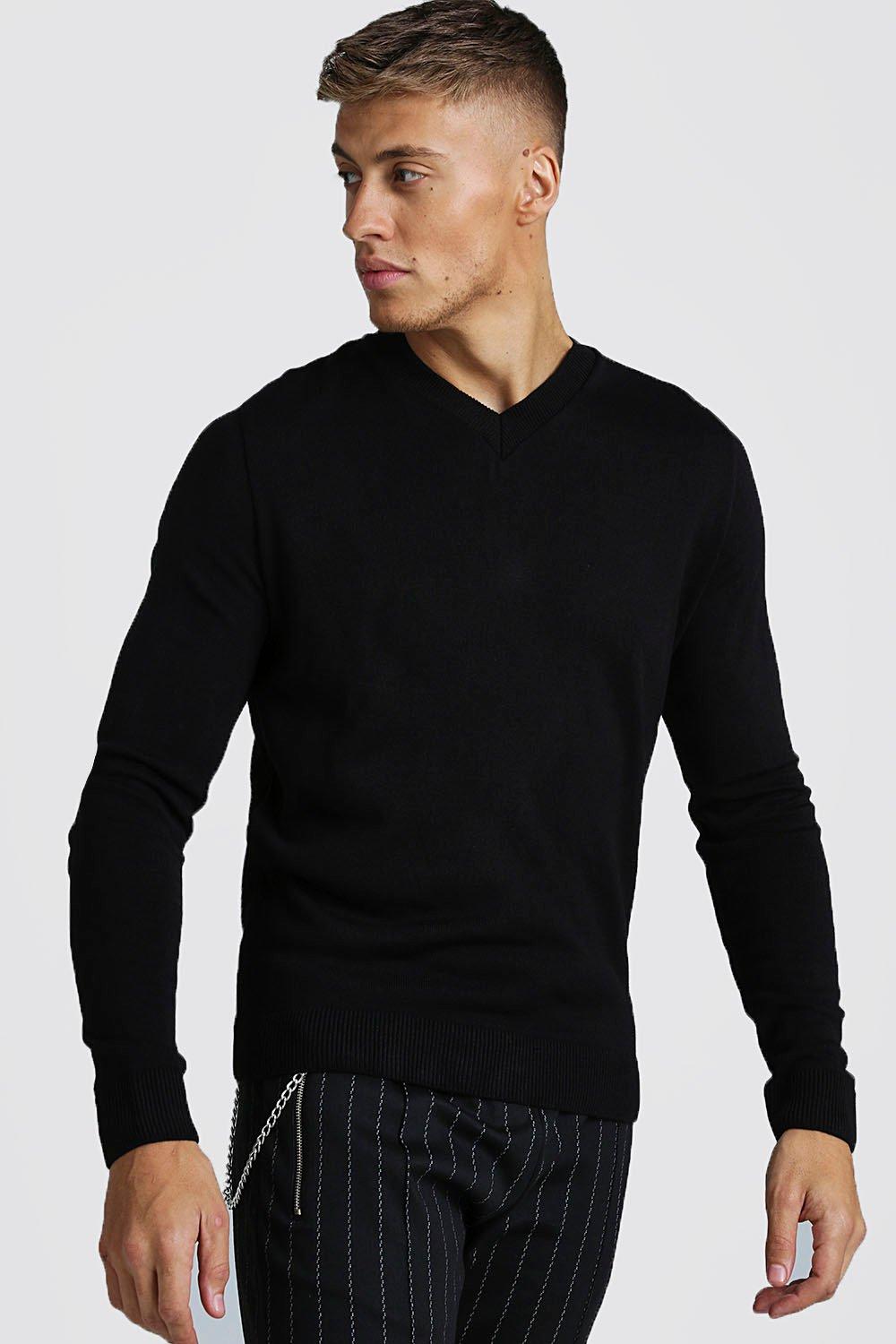 black muscle fit jumper