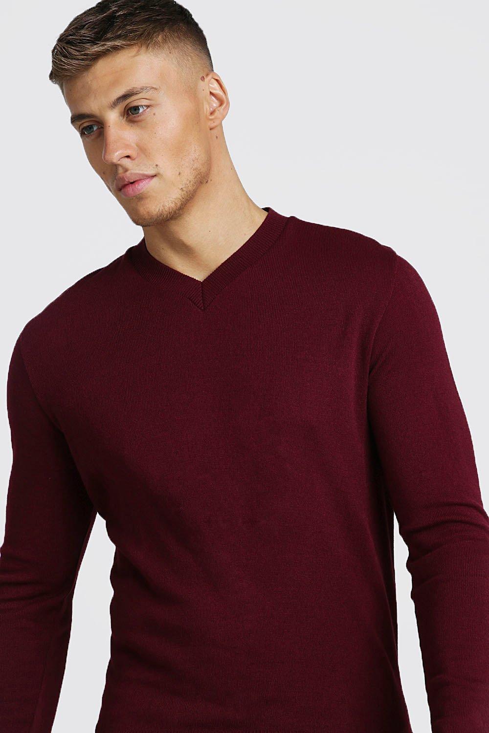 Muscle fit v neck jumper hotsell