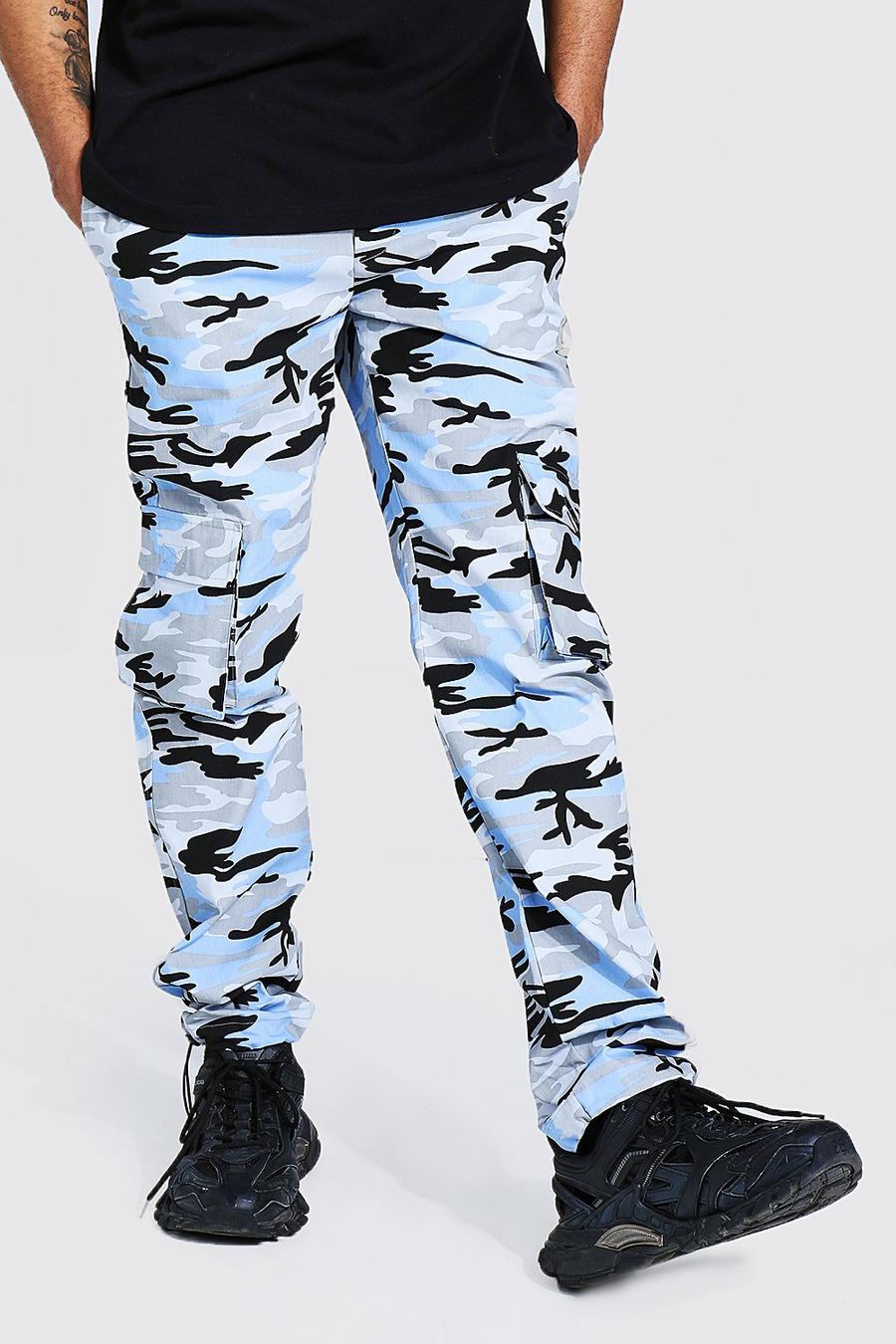 Pantalones con bolsillos de pierna ancha de camuflaje de sarga con bajo tipo trenca, Gris image number 1