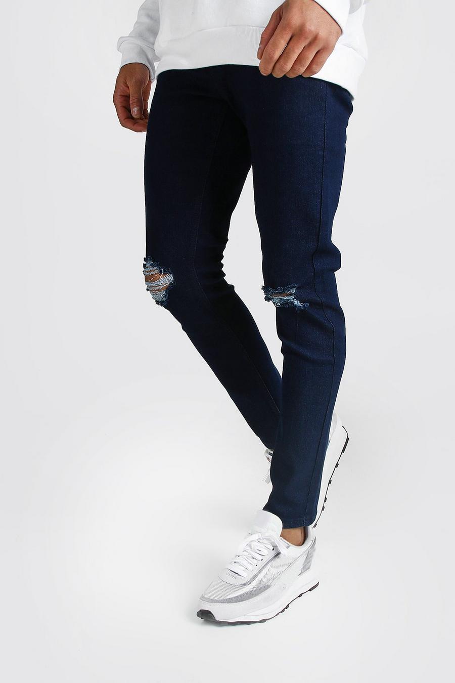 כחול אינדיגו סקיני ג'ינס עם קרעים בברך image number 1