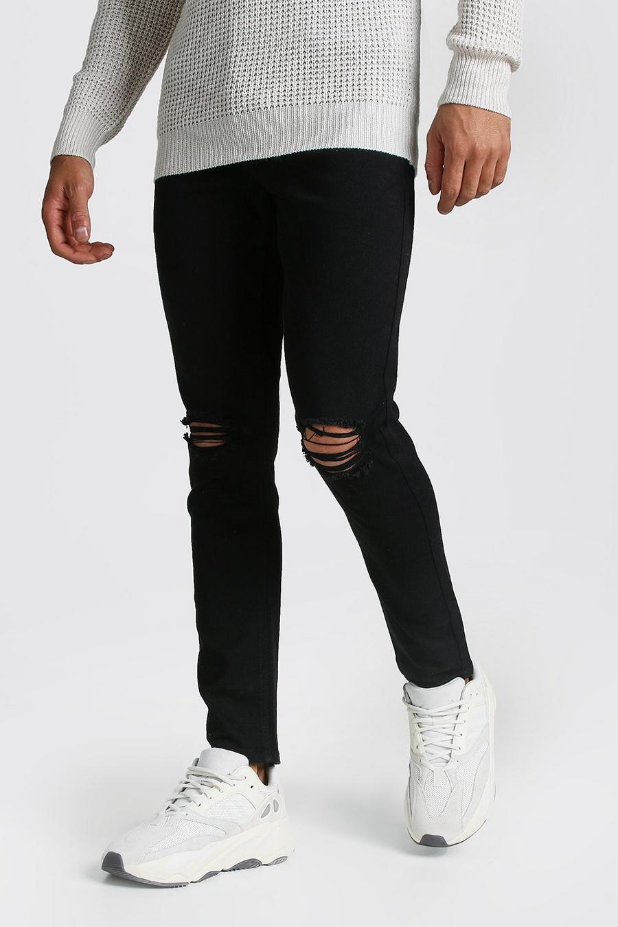Black Skinny Jeans With Rip Knees image number 1