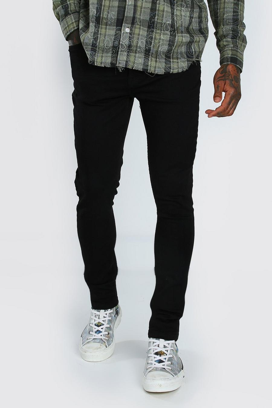 שחור סקיני ג'ינס עם שפשופים image number 1
