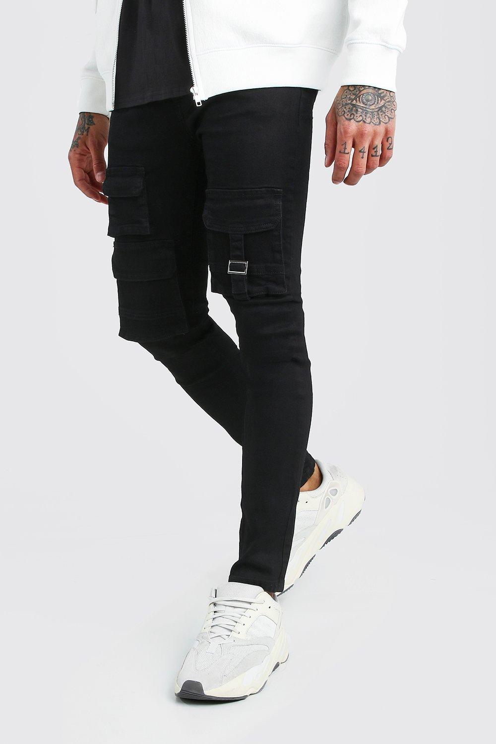 Skinny Jeans With Cargo Pockets | boohoo